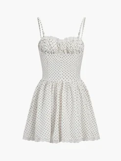 Polka Dot Knotted Cami Short Dress