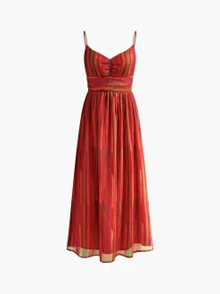 Print Backless Cami Midi Dress