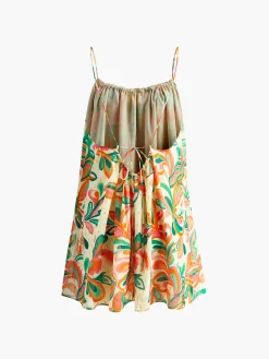 Print Backless Cami Short Dress
