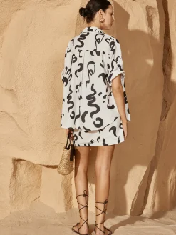 Print Button Pockets Skirt Set