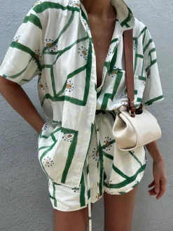 Print Drawstring Shorts Set