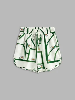 Print Drawstring Shorts Set