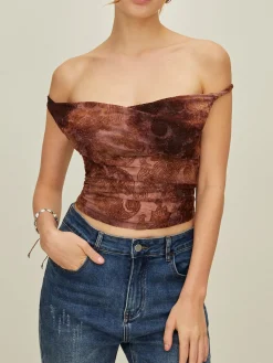 Print Off-Shoulder Tank Top