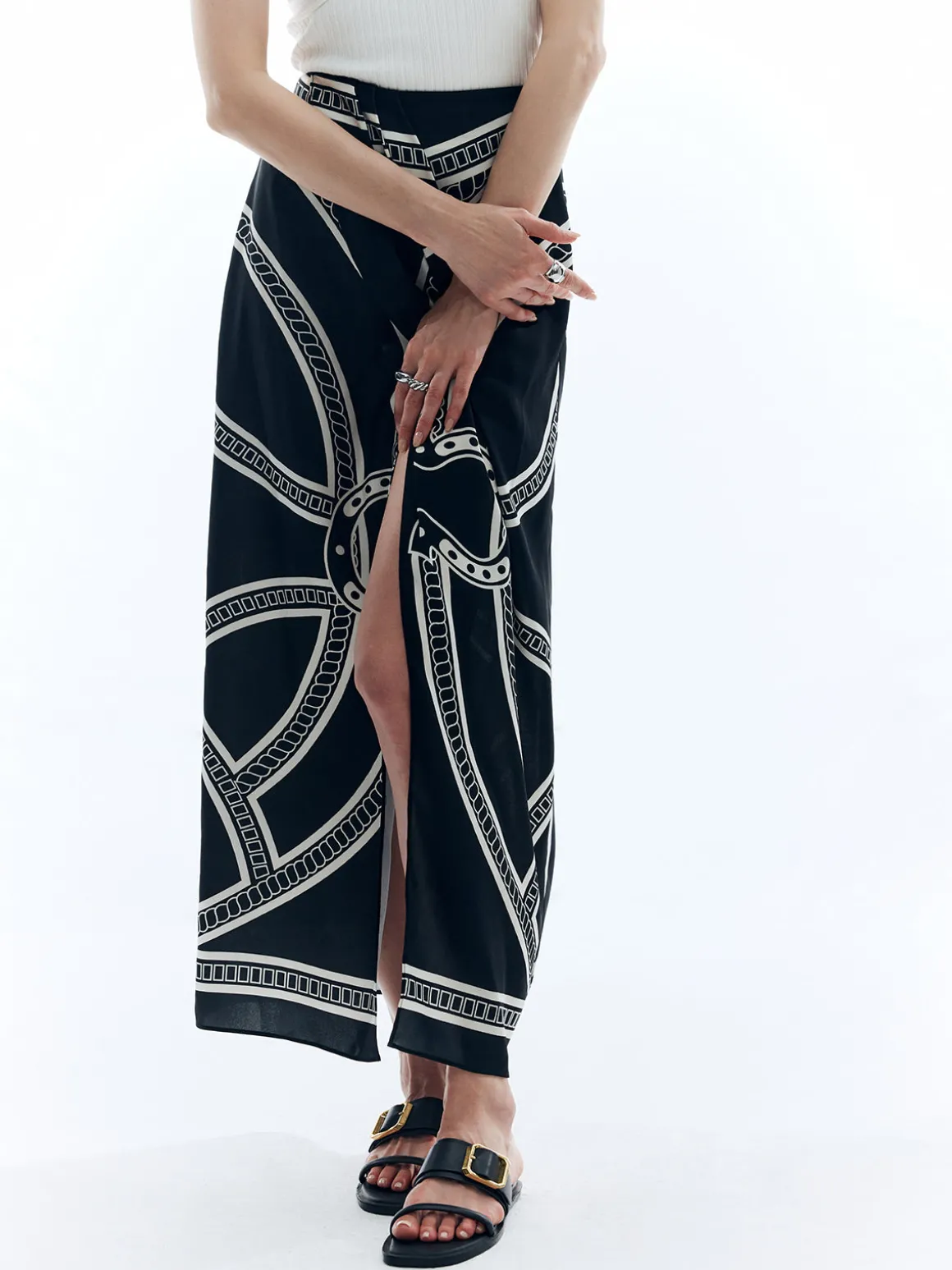 Print Split Vintage Skirt