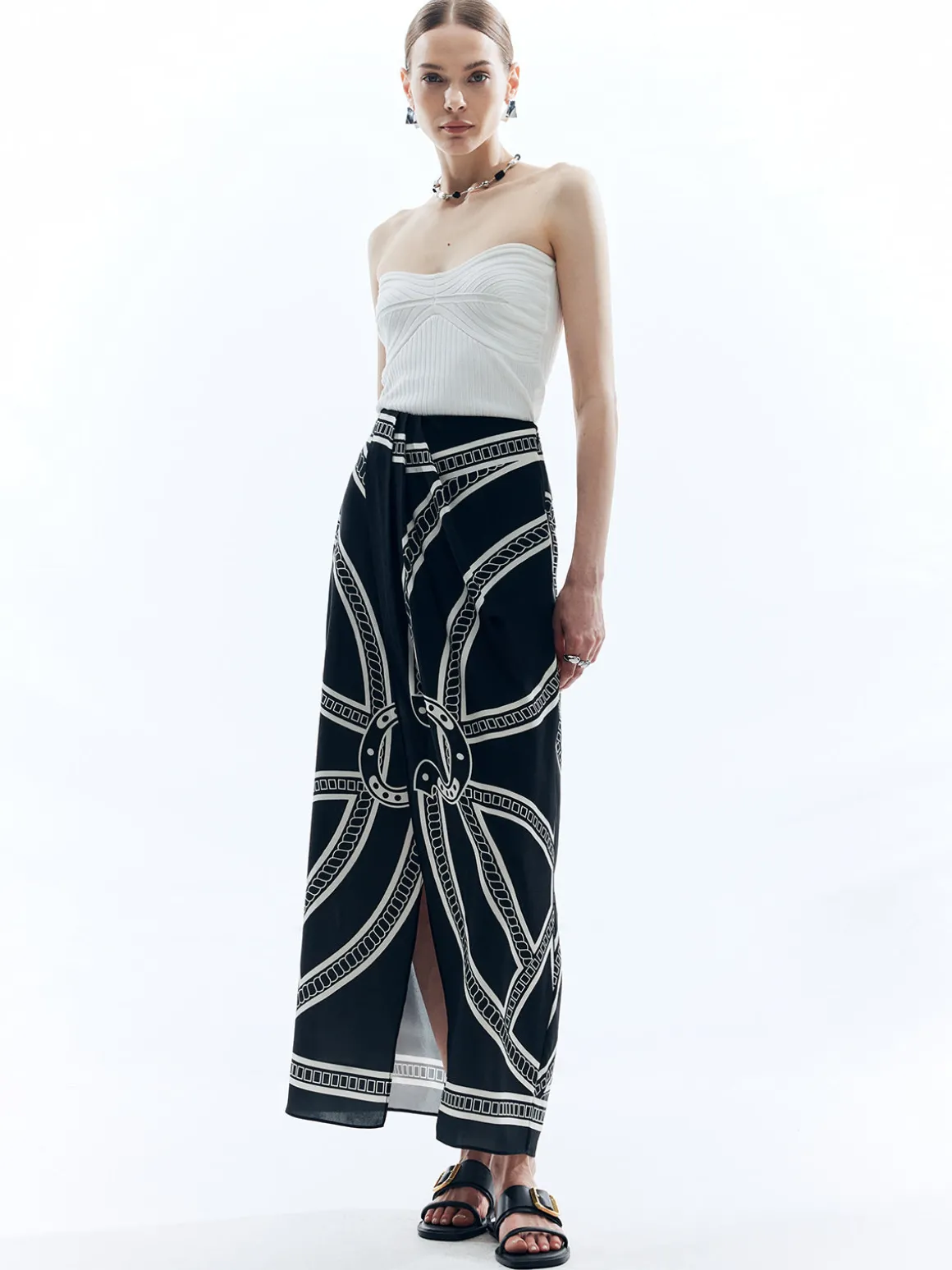 Print Split Vintage Skirt