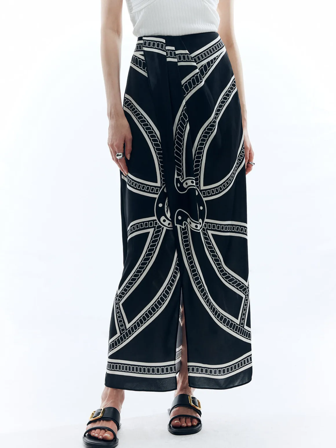 Print Split Vintage Skirt
