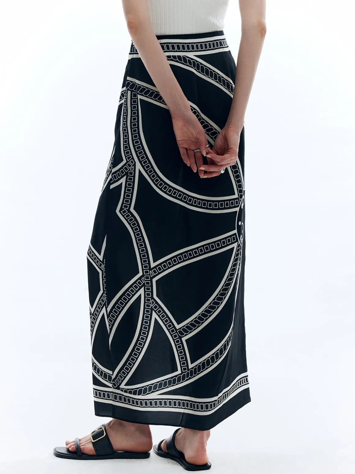 Print Split Vintage Skirt