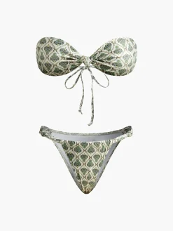 Print Strapless Bikini Set