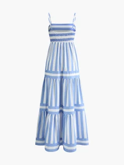 Printed backless pockets long dress