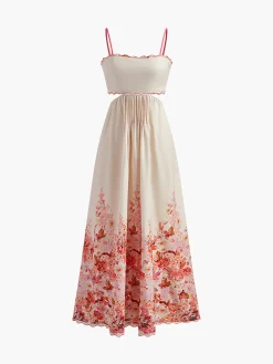 Printed Backless Spaghetti Strap Dress