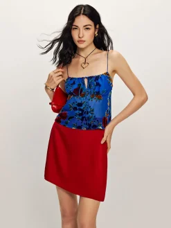 Printed Lace Up Cami Top