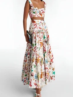 Printed Pleated Skirt Set