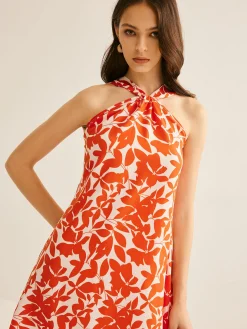 Printed Strap Short Dress