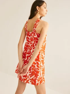 Printed Strap Short Dress