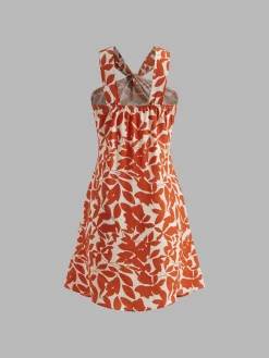 Printed Strap Short Dress