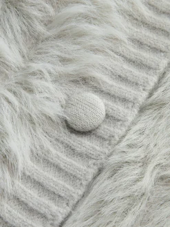 PU-Collar High Stretch Fuzzy Cardigan