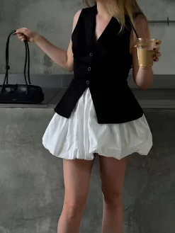 Puff Pleated Mini SKirt