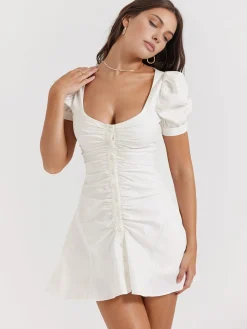 Puff Sleeve Short Shirt Dress