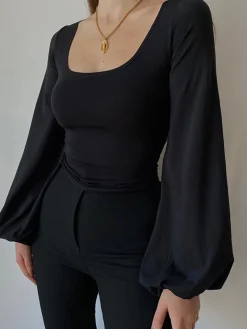 Puff Sleeve Square Neck Blouse