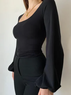 Puff Sleeve Square Neck Blouse