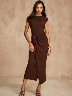 Pure Cotton Cap Sleeve Draped Dress