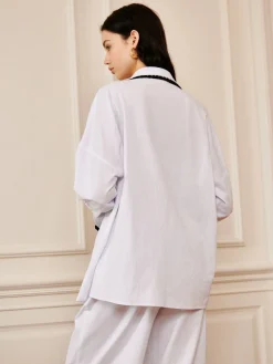 Pure Cotton Contrast Trim Lapel Shirt
