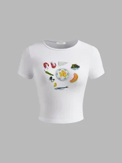 Pure Cotton Food Printed T-Shirt