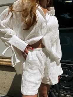 Pure Cotton Loose Knotted Shorts Set