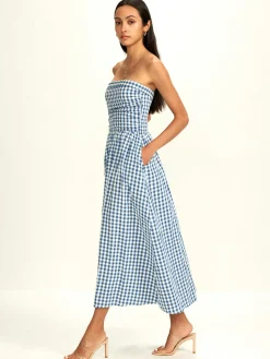 Pure Cotton Plaid Panel Tube Dress
