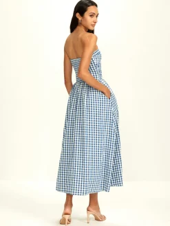 Pure Cotton Plaid Panel Tube Dress