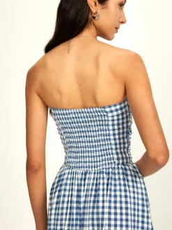 Pure Cotton Plaid Panel Tube Dress