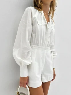Pure Cotton Pocket Short Jumpsuit