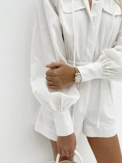Pure Cotton Pocket Short Jumpsuit