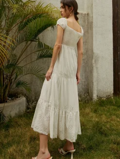 Pure Cotton Ruched Long Dress