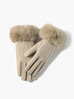 Rabbit Fur Wrist Cashmere Gloves