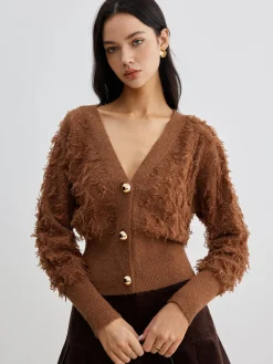 Raw Hem Button Cinched Cardigan
