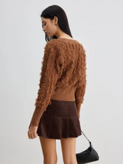 Raw Hem Button Cinched Cardigan