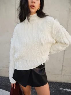 Raw Hem Turtleneck Sweater