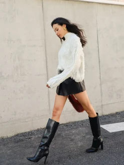 Raw Hem Turtleneck Sweater
