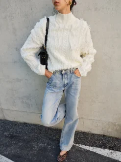 Raw Hem Turtleneck Sweater