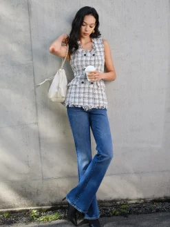 Raw Hem Tweed Slim Tank Top