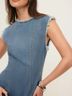 Raw Piping Denim Tank Dress