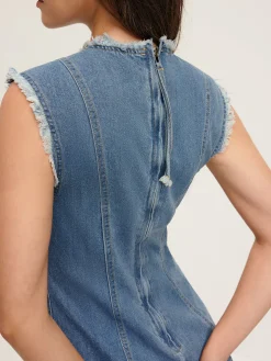 Raw Piping Denim Tank Dress