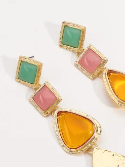 Resin Geometric Drop Earrings