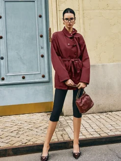 Retro Asymmetrical Belted Trench Coat
