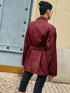 Retro Asymmetrical Belted Trench Coat