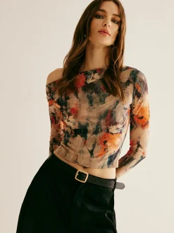 Retro Asymmetrical Collar Crop Blouse