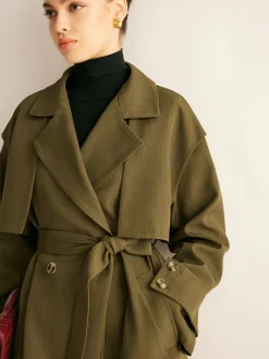 Retro Belted Long Trench Coat