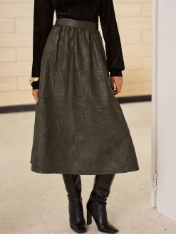 Retro Faux Leather Skirt Without Belt