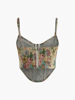 Retro Floral Printed Corset